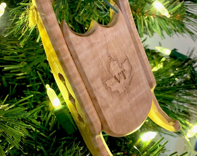 Featured listing image: Winter Sled Ornament, Vermont Curly Maple - Add a Custom Logo on Orders of 10 or More