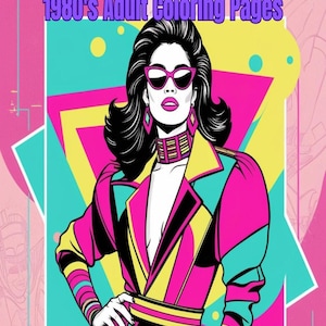 Unique Adult Coloring Pages - 1980s Fashion Themed - DIGITAL DOWNLOAD