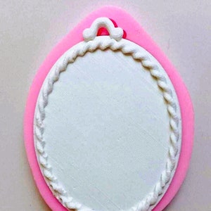 Silicone Mold Photo Frame Oval 11cm Deco Contour Rope for Plaster WEPAM Wax Resin Soap Polyester Fimo K149 6F70 image 1