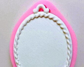 Silicone Mold Photo Frame Oval 11cm Deco Contour Rope for Plaster WEPAM Wax Resin Soap Polyester Fimo K149 6F70