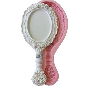 Moule Silicone Miroir à Main Cadre Photo 28cm déco fleurs Roses pour Pâte Polymère Fimo Plâtre WEPAM Cire savon Argile K272 3F360 image 2