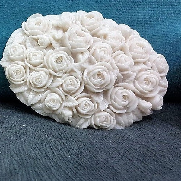 Silikonform Ovale Platte 10 cm Deko-Reliefs Blume Rose 3D für Gips Zement Seife Ton Harz K1086 55B130