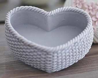 Silicone mold Pot Heart deco Basket for Terrarium Flower Cactus Succulent for Plaster Soap Clay Polyester Resin Wax K529 2G970