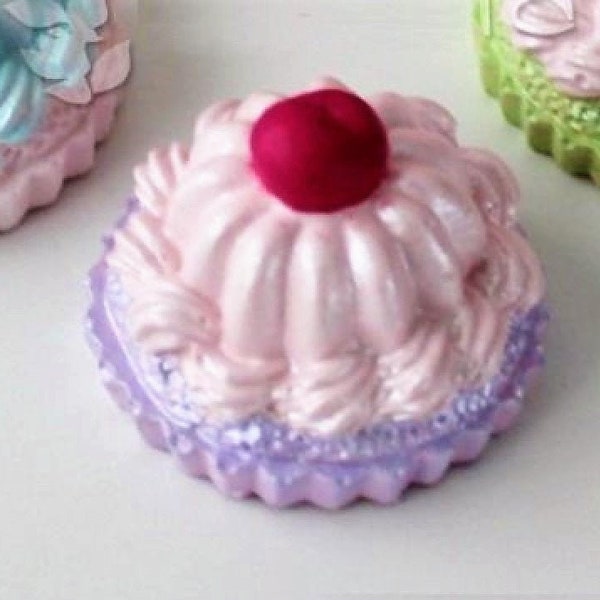 Moule Silicone mini Gâteau Cupcake Cerise Bougie pour Plâtre Savon Argile Résine Polyester Ciment Cire Fimo K362 5E60