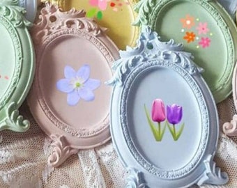 Silicone mold Photo Frame Mirror 12cm deco Leaves Baroque for Plaster Polymer Clay Fimo Resin Clay Wax Soap Polyester K111 6F100