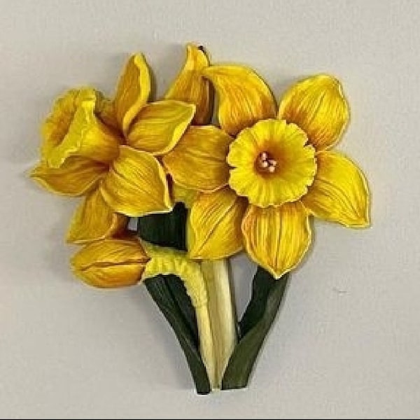 Silicone Mold Bouquet Large Flower Daffodil Giant 25cm for Plaster Wax Soap Clay Resin Candle Polyester Concrete Cement K467 8E1600