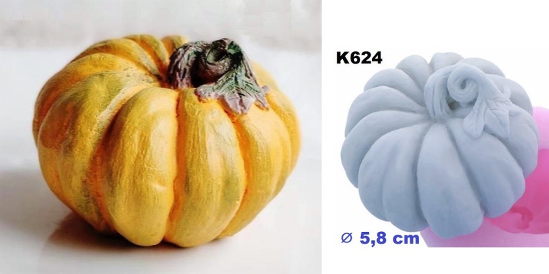 3D Vegetable Pumpkin Halloween Silicone Mold for Plaster Resin WEPAM Wax Candle Soap Clay Polyester Concrete Cement Silicone Mold 5,8cm  K624