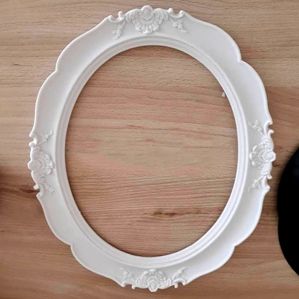 Silicone Mold Photo Frame Oval Mirror 30cm deco Flower for Plaster Clay Fimo WEPAM Wax Soap Polyester K801 8F700