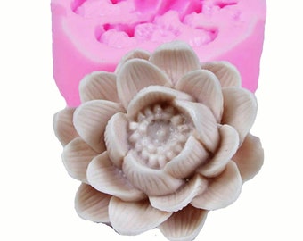 Moule Silicone Fleur 3D Nénuphar Lotus 8cm pour Pâte Polymère Fimo Plâtre WEPAM Cire Savon Polyester Argile Ciment K074 çB170