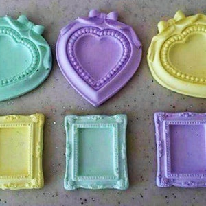 Moule Silicone mini Cadre Photo Coeur déco Ruban Noeud pour Plâtre Savon Cire Argile Polyester Résine WEPAM Fimo K183 46B55HT image 4