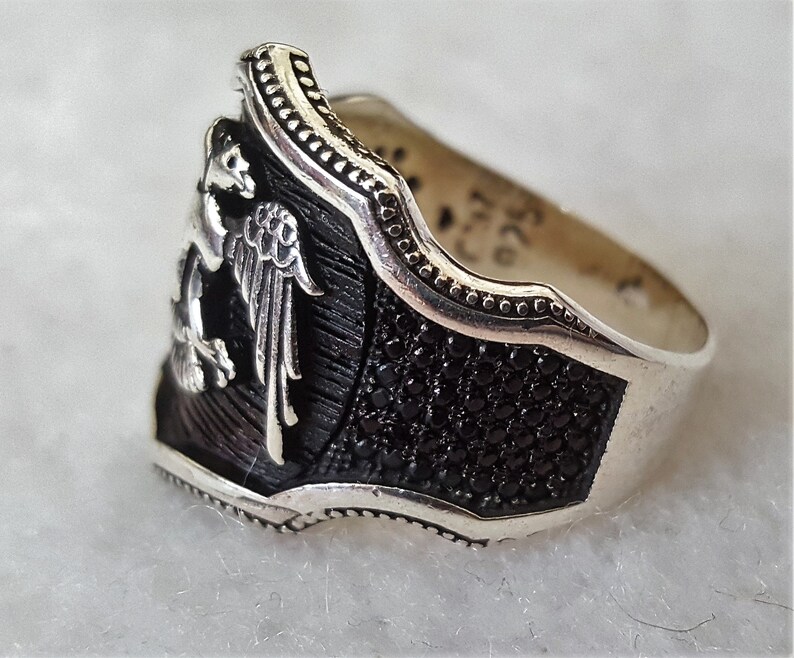 Bague Chevalière Homme Argent massif 925 Motif Animal Aigle 2 - Etsy France