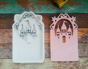 Silicone Mold Panel Prince Princess Castle 25cm Towers flags for Fimo Plaster WEPAM Wax Resin Clay Soap K022 HTK