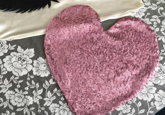 Sequin heart pillow cover double sided Sequin heart pillow | Etsy