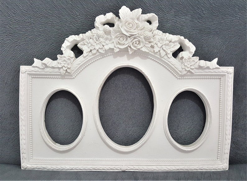 Silicone mold Frame 3 Mirror Photos 35cm deco Ribbon Flower Knot for Plaster Clay Soap Wax Resin Polyester Fimo K444 8F1400 image 1