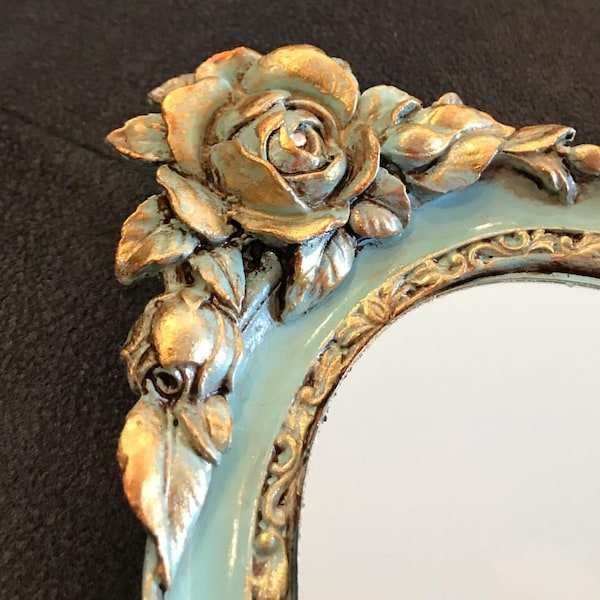 Hand Mirror Silicone Mold 42cm Decorative Photo Frame Leaf Flower Roses for Plaster Polyester Resin WEPAM Wax Soap Fimo Clay K852 6G900