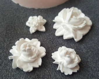 Silicone Mold 4 Flowers Roses Different Sizes for Pasta Polymer Fimo Plaster Wax Soap Resin Polyester K094 HR50