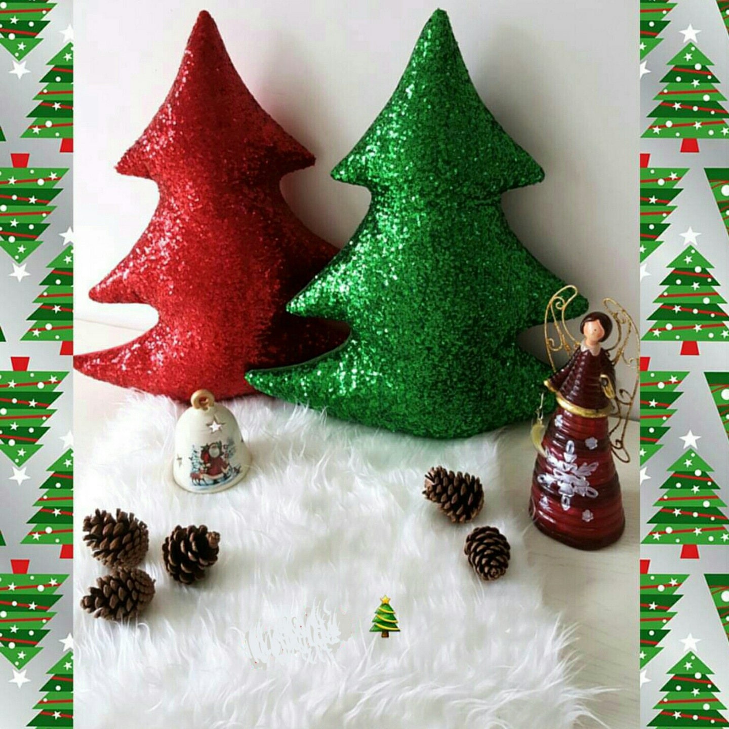 Un Coussin Sapin Pailleté Vert Brillant Home Déco Décoration Intérieure