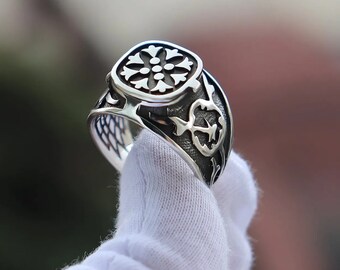 Bague Chevali re 13g en Argent Massif 925 avec Compartiment