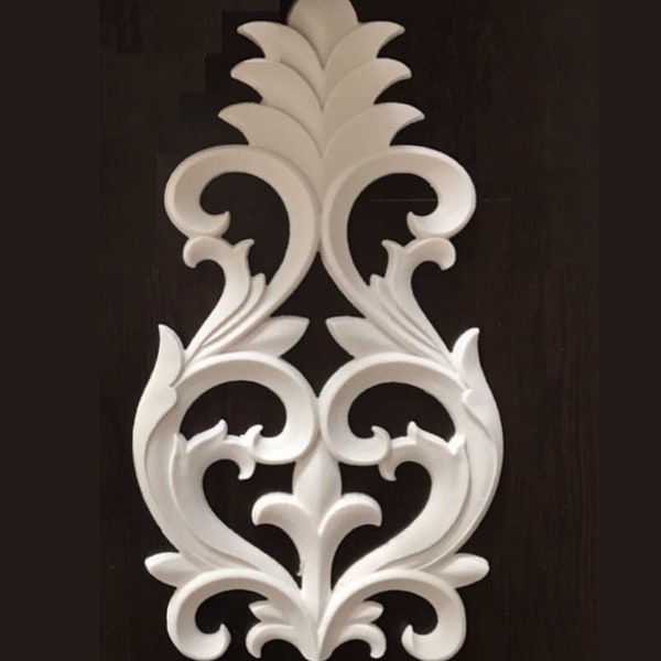 Silicone Mold Applique Lianas Leaves 32cm Baroque Decor of Chest Door Furniture for Plaster Polyester Resin Wax Clay K1113 1FPO