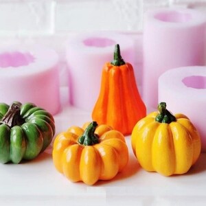 3D Vegetable Pumpkin Halloween Silicone Mold for Plaster Resin WEPAM Wax Candle Soap Clay Polyester Concrete Cement Silicone Mold 4 Tailles / 4 Sizes