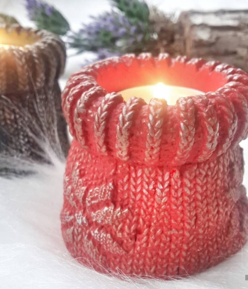 Silicone Support Candle Tealight Tricot Laine Sock Bougeoir for