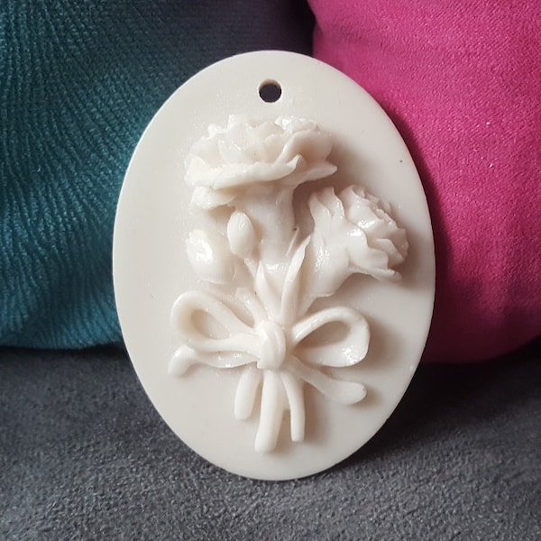 Moule Silicone Suspension Fleurs Oeillets avec Noeud Ruban pour Plâtre Fimo Savon Résine Argile Polyester Savon Cire K082 6E70