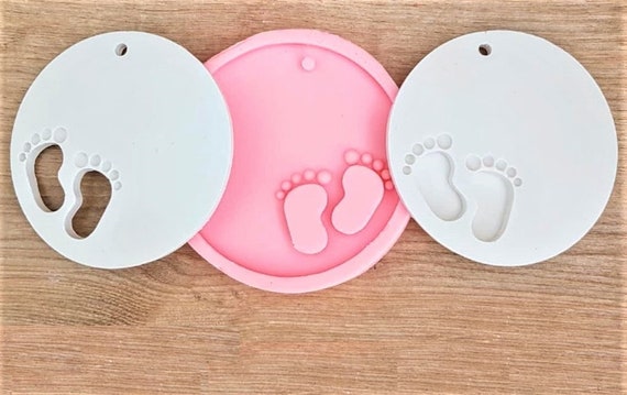 Baby Footprints Silicone Soap Mold Round Candle Mould for DIY Craft Plaster Wax 