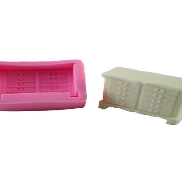 Moule Silicone Commode 3D Chiffonnière 7,8cm pour Plâtre WEPAM Résine Cire Savon Argile Ciment Fimo Pâte Polymère K1014