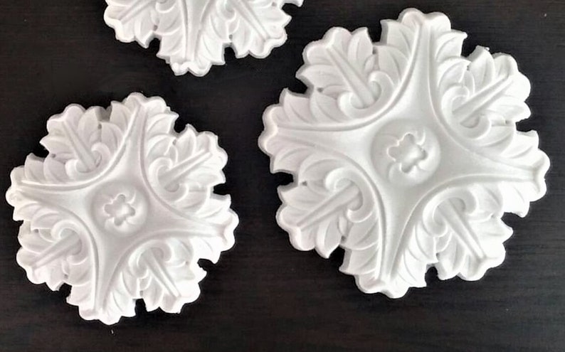 Moule Silicone Applique Feuilles Déco Mur Porte Armoire Coffre Baroque en Pâte Polymère Fimo Plâtre WEPAM Résine Cire Savon Argile K177 K178 image 3