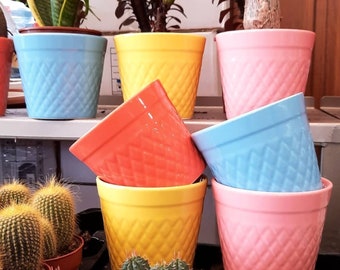 Moule Silicone Pot de Fleur Cactus Succulent déco Losanges pour Plâtre Fimo Cire Savon Résine Béton Polyester Argile K656 1G