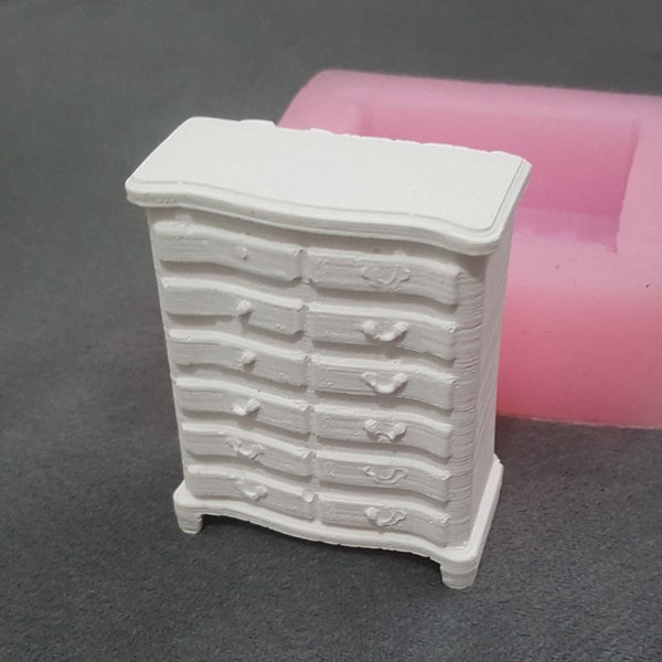 Moule Silicone Commode 3D Chiffonnière 6,2 cm pour Plâtre WEPAM Résine Cire Savon Argile Ciment Fimo Pâte Polymère K975 3E110