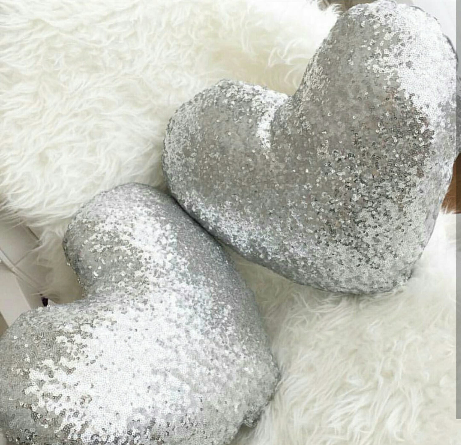 Un Coussin Sequin Coeur Sequin Argenté Brillant 40cm Home Déco Décoration Intérieure