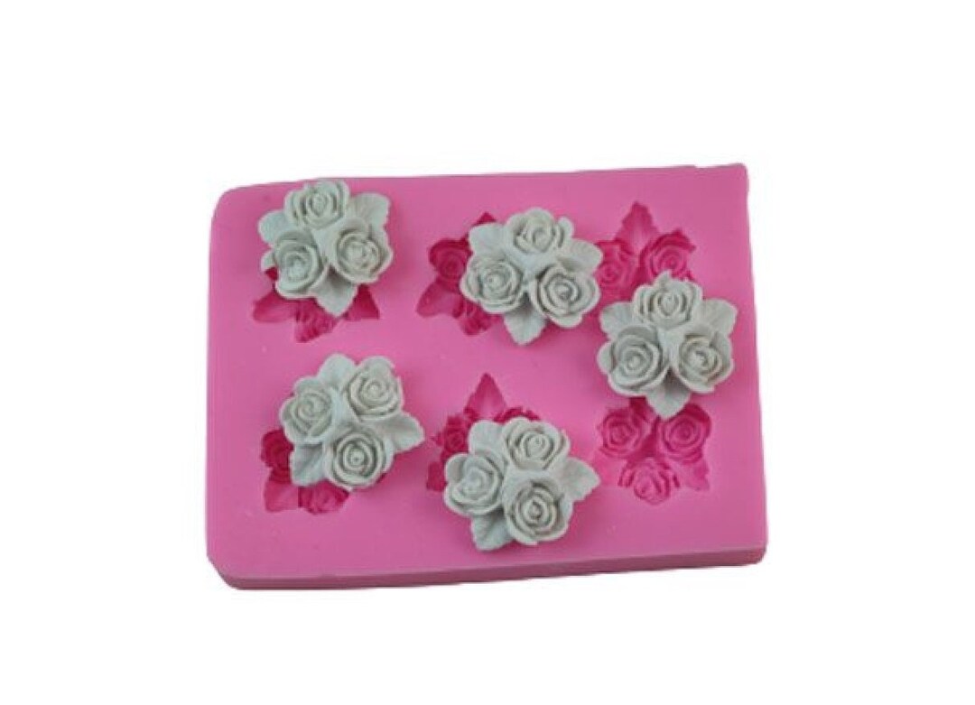 Silicone Mold Flowers 6 Mini Bouquets of Roses Roses 3cm for Paste