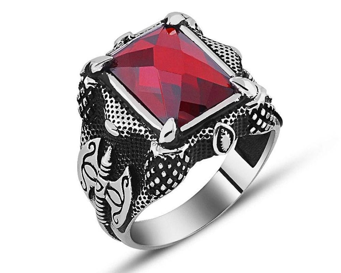 Bague Chevalière Homme Argent massif 925 Serti HACHE Griffe - Etsy France