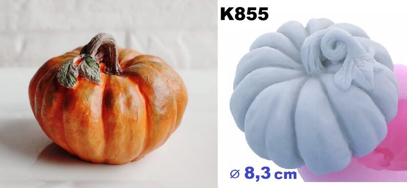 3D Vegetable Pumpkin Halloween Silicone Mold for Plaster Resin WEPAM Wax Candle Soap Clay Polyester Concrete Cement Silicone Mold 8,3cm K855