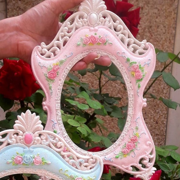 Silicone Mold Photo Frame Oval Mirror 25cm Decorative Contour Flower Liana for Plaster Wax Soap Polyester Clay K597 4F600HT