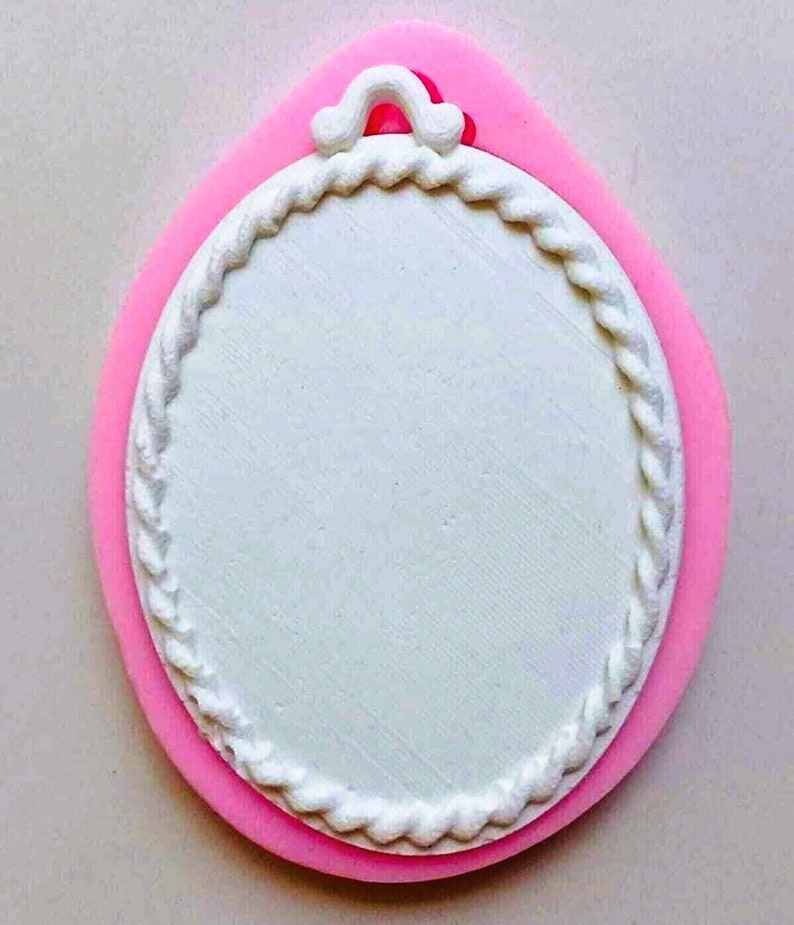 Silicone Mold Photo Frame Oval 11cm Deco Contour Rope for Plaster WEPAM Wax Resin Soap Polyester Fimo K149 6F70 image 1