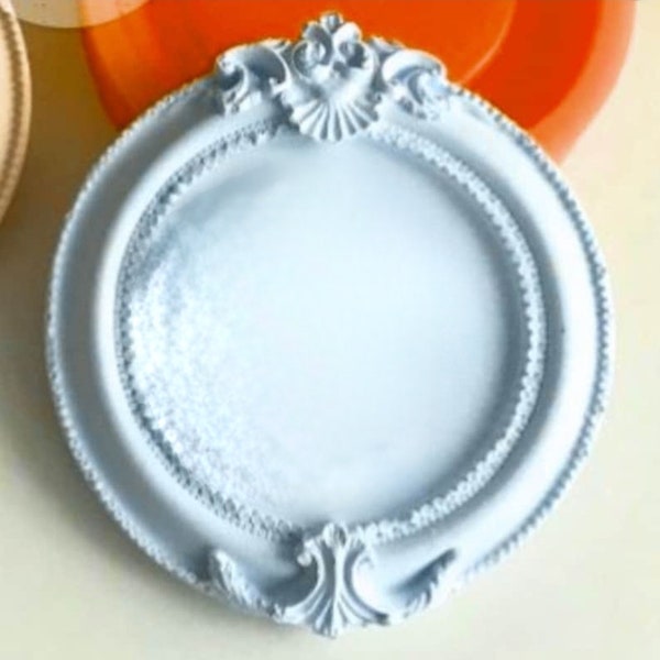 Silicone Mold Photo Frame Round Mirror Rose Flowers for Plaster Resin Polyester Concrete Cement Clay Soap Wax K523 4E220