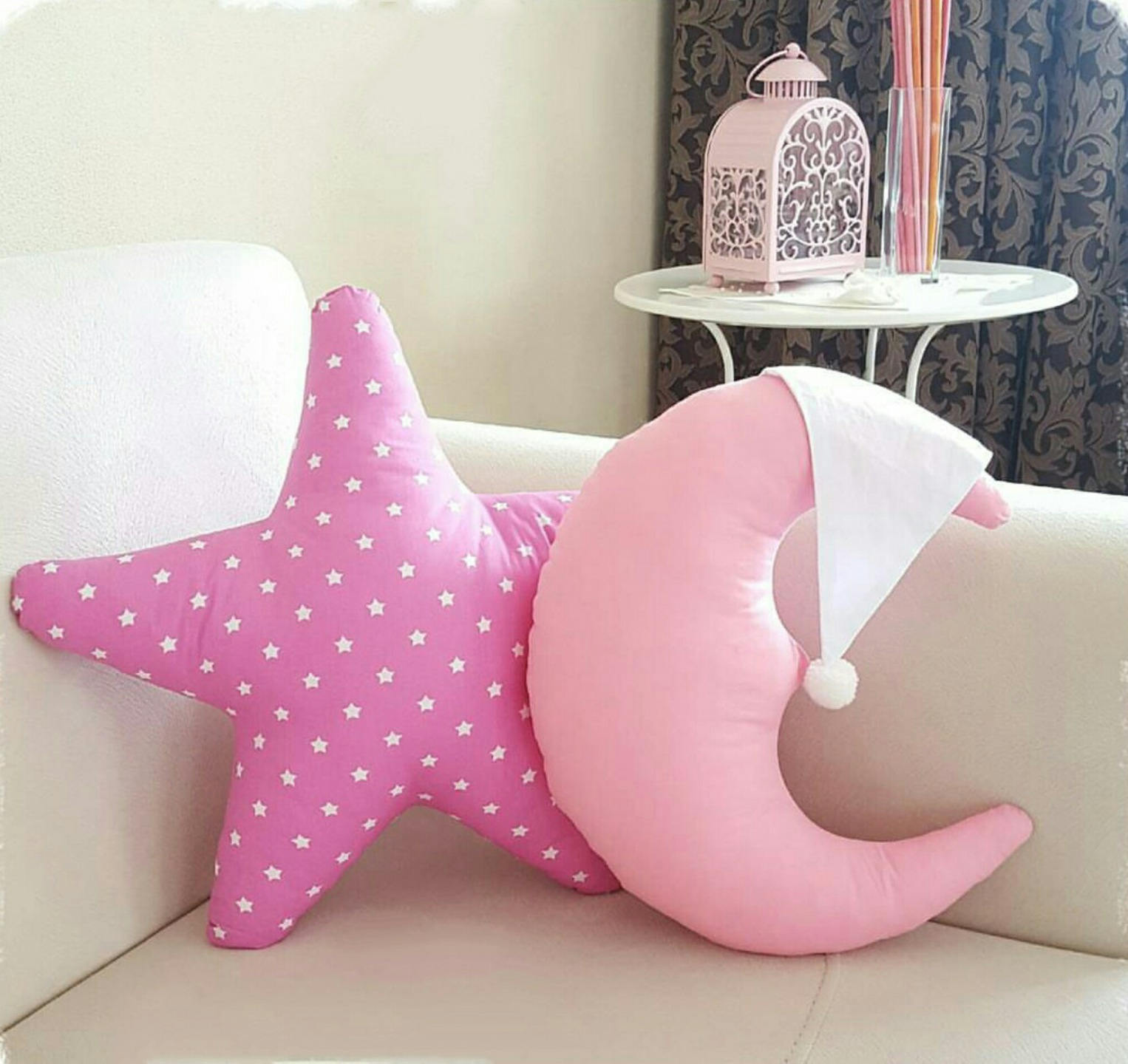 Lot de 2 Coussins Étoile et Lune Pour Chambre d'enfant Home Déco Décoration Intérieure