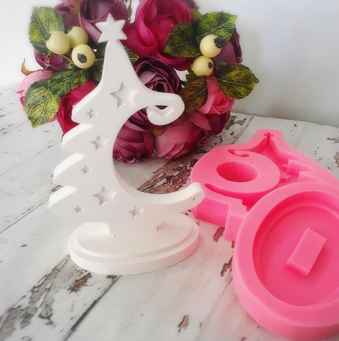 Moule Silicone Sapin de Noël 14cm sur Socle pour Plâtre Savon | Etsy