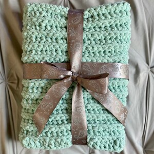 Bubblegum Blue Chunky Crochet Baby Blanket