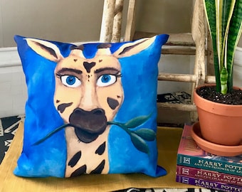 Giraffe 14 x 14 Pillow, Home Decor, Unique, Decorative Pillow