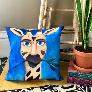 Giraffe 14 x 14 Pillow, Home Decor, Unique, Decorative Pillow