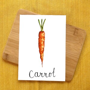5x7, Carrot, Illustration Print, Watercolor, Wall Art, Kitchen Art, Food Art