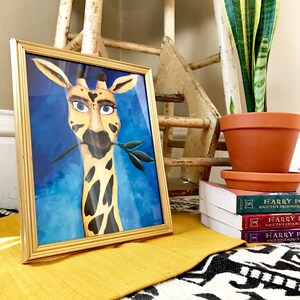8x10 Digital Print, Giraffe, Painting, Acrylic, Illustration Print, Printable art, wall art, Children&#39;s room