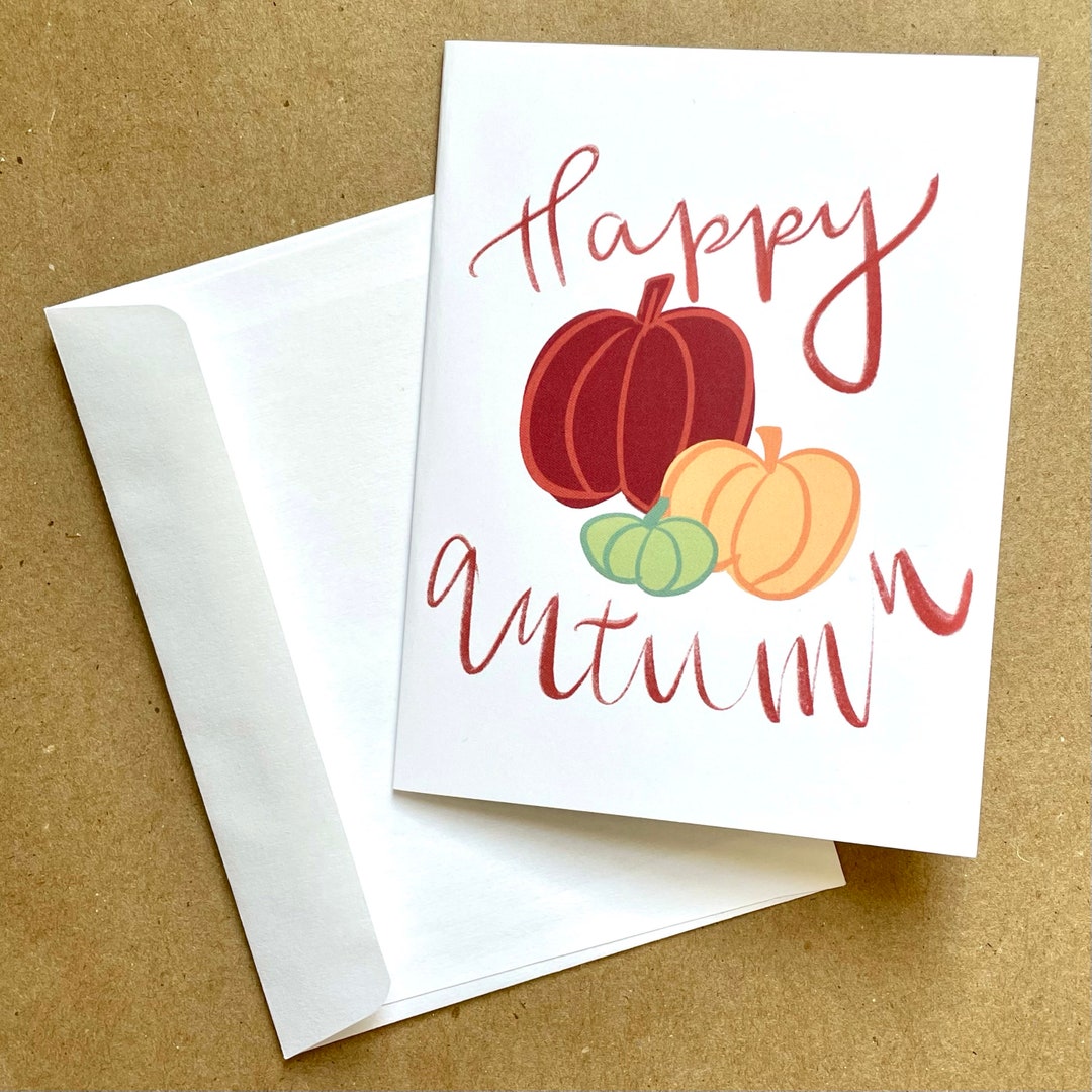 Greeting Card | Happy Autumn | Fall Card | Blank Card - Etsy
