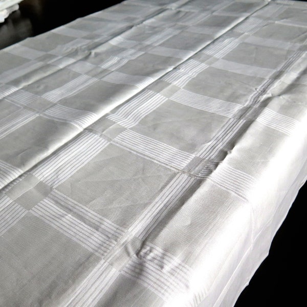 Linen Tablecloth big check - Monogram RS - Linge de Table - Vintage Table Linen 1930s - FREE SHIPPING