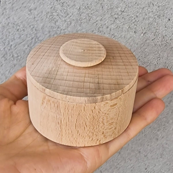 Round blank wooden box, 70 mm/2.7'', Cylinder unfinished barrel/ keg, raw wood cover/lid, big Natural rustic wedding ring/jewelry/pill box