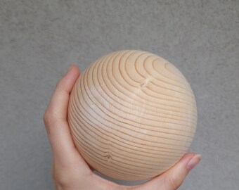 Large Natural Wooden Balls, 100mm/ 4" Big wooden blank Ball, Unfinished Solid raw Round Wood sphere, NO HOLE Tai chi spruce tree, SET of 1-3