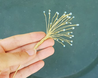 Shawl pin, Brass/Copper Dandelion brooch, Minimalist hand hammered wire wrapped Floral shawl pin, Unique Modern simple sweater pin